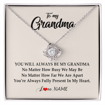 Love Knot Necklace | Personalized Grandma Necklace From Grandkids Granddaughter Grandson You're Always In My Heart Grandma Birthday Mothers Day Customized Gift Box Message Card | siriusteestore