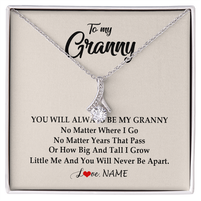 Alluring Beauty Necklace | Personalized Granny Necklace From Grandkids Granddaughter Grandson You Will Always Be My Granny Birthday Mothers Day Christmas Customized Gift Box Message Card | siriusteestore