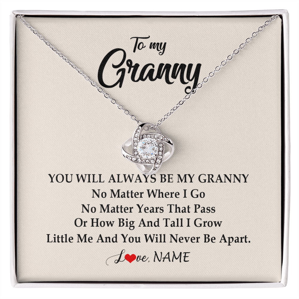 Love Knot Necklace | Personalized Granny Necklace From Grandkids Granddaughter Grandson You Will Always Be My Granny Birthday Mothers Day Christmas Customized Gift Box Message Card | siriusteestore