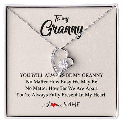 Forever Love Necklace | Personalized Granny Necklace From Grandkids Granddaughter Grandson You're Always In My Heart Granny Birthday Mothers Day Customized Gift Box Message Card | siriusteestore