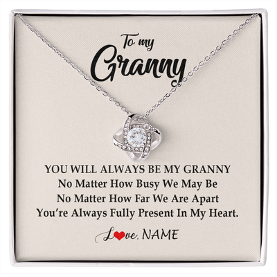 Love Knot Necklace | Personalized Granny Necklace From Grandkids Granddaughter Grandson You're Always In My Heart Granny Birthday Mothers Day Customized Gift Box Message Card | siriusteestore