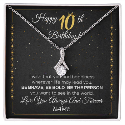 Alluring Beauty Necklace | Personalized Happy 10Th Birthday Necklace For Her Girls Daughter Niece Sister Goddaughter Granddaughter 10 Year Old Birthday Customized Gift Box Message Card | siriusteestore