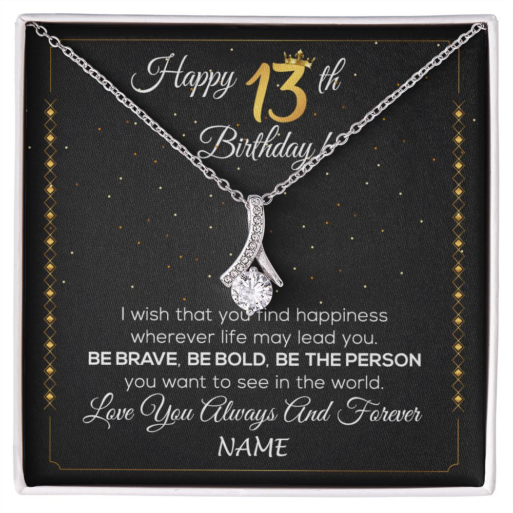 Alluring Beauty Necklace | Personalized Happy 13Th Birthday Necklace For Her Girls Daughter Niece Sister Goddaughter Granddaughter 13 Year Old Birthday Customized Gift Box Message Card | siriusteestore