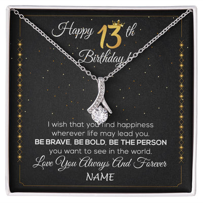Alluring Beauty Necklace | Personalized Happy 13Th Birthday Necklace For Her Girls Daughter Niece Sister Goddaughter Granddaughter 13 Year Old Birthday Customized Gift Box Message Card | siriusteestore