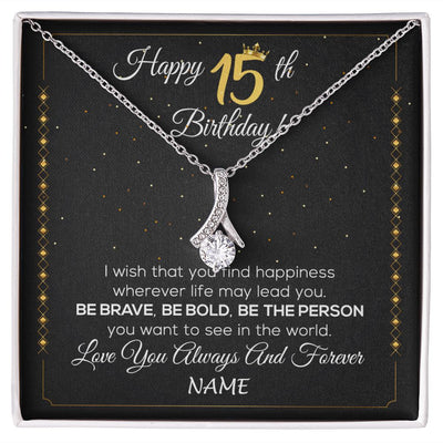Alluring Beauty Necklace | Personalized Happy 15Th Birthday Necklace For Her Girls Daughter Niece Sister Goddaughter Granddaughter 15 Year Old Birthday Customized Gift Box Message Card | siriusteestore