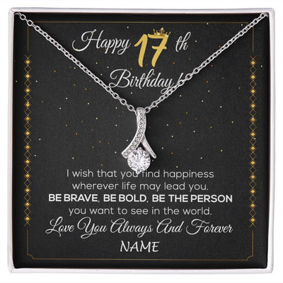 Alluring Beauty Necklace | Personalized Happy 17Th Birthday Necklace For Her Girls Daughter Niece Sister Goddaughter Granddaughter 17 Year Old Birthday Customized Gift Box Message Card | siriusteestore