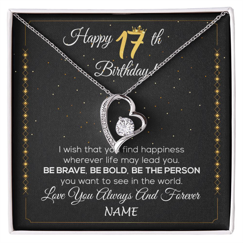 Forever Love Necklace | Personalized Happy 17Th Birthday Necklace For Her Girls Daughter Niece Sister Goddaughter Granddaughter 17 Year Old Birthday Customized Gift Box Message Card | siriusteestore