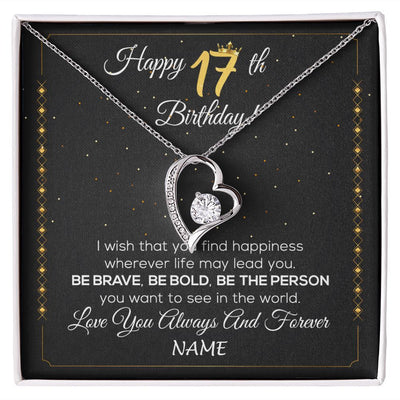 Forever Love Necklace | Personalized Happy 17Th Birthday Necklace For Her Girls Daughter Niece Sister Goddaughter Granddaughter 17 Year Old Birthday Customized Gift Box Message Card | siriusteestore