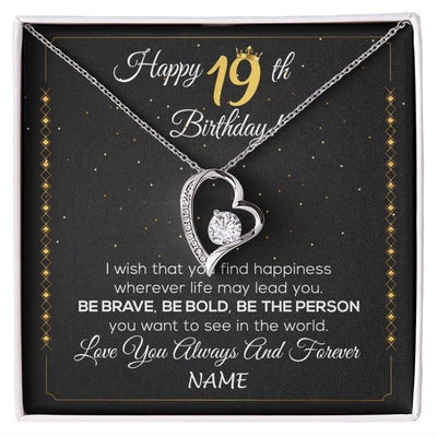 Forever Love Necklace | Personalized Happy 19Th Birthday Necklace For Her Girls Daughter Niece Sister Goddaughter Granddaughter 19 Year Old Birthday Customized Gift Box Message Card | siriusteestore