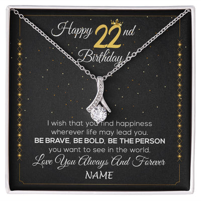 Alluring Beauty Necklace | Personalized Happy 22Th Birthday Necklace For Her Girls Daughter Niece Sister Goddaughter Granddaughter 22 Year Old Birthday Customized Gift Box Message Card | siriusteestore