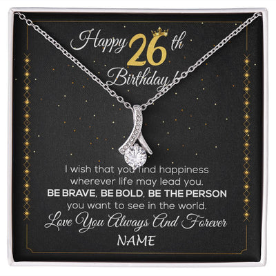 Alluring Beauty Necklace | Personalized Happy 26Th Birthday Necklace For Her Girls Daughter Niece Sister Goddaughter Granddaughter 26 Year Old Birthday Customized Gift Box Message Card | siriusteestore