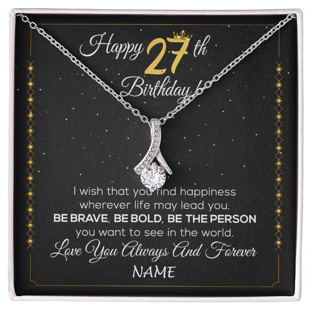Alluring Beauty Necklace | Personalized Happy 27Th Birthday Necklace For Her Girls Daughter Niece Sister Goddaughter Granddaughter 27 Year Old Birthday Customized Gift Box Message Card | siriusteestore