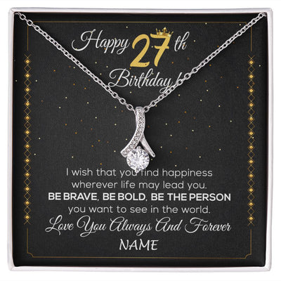 Alluring Beauty Necklace | Personalized Happy 27Th Birthday Necklace For Her Girls Daughter Niece Sister Goddaughter Granddaughter 27 Year Old Birthday Customized Gift Box Message Card | siriusteestore
