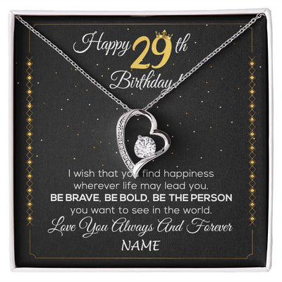 Forever Love Necklace | Personalized Happy 29Th Birthday Necklace For Her Girls Daughter Niece Sister Goddaughter Granddaughter 29 Year Old Birthday Customized Gift Box Message Card | siriusteestore