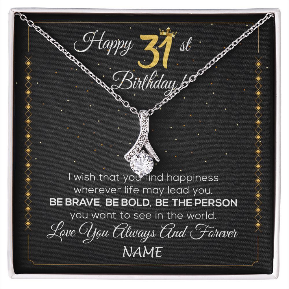 Alluring Beauty Necklace | Personalized Happy 31Th Birthday Necklace For Her Girls Daughter Niece Sister Goddaughter Granddaughter 31 Year Old Birthday Customized Gift Box Message Card | siriusteestore