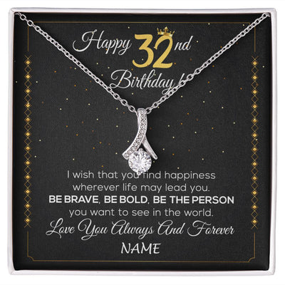 Alluring Beauty Necklace | Personalized Happy 32Th Birthday Necklace For Her Girls Daughter Niece Sister Goddaughter Granddaughter 32 Year Old Birthday Customized Gift Box Message Card | siriusteestore