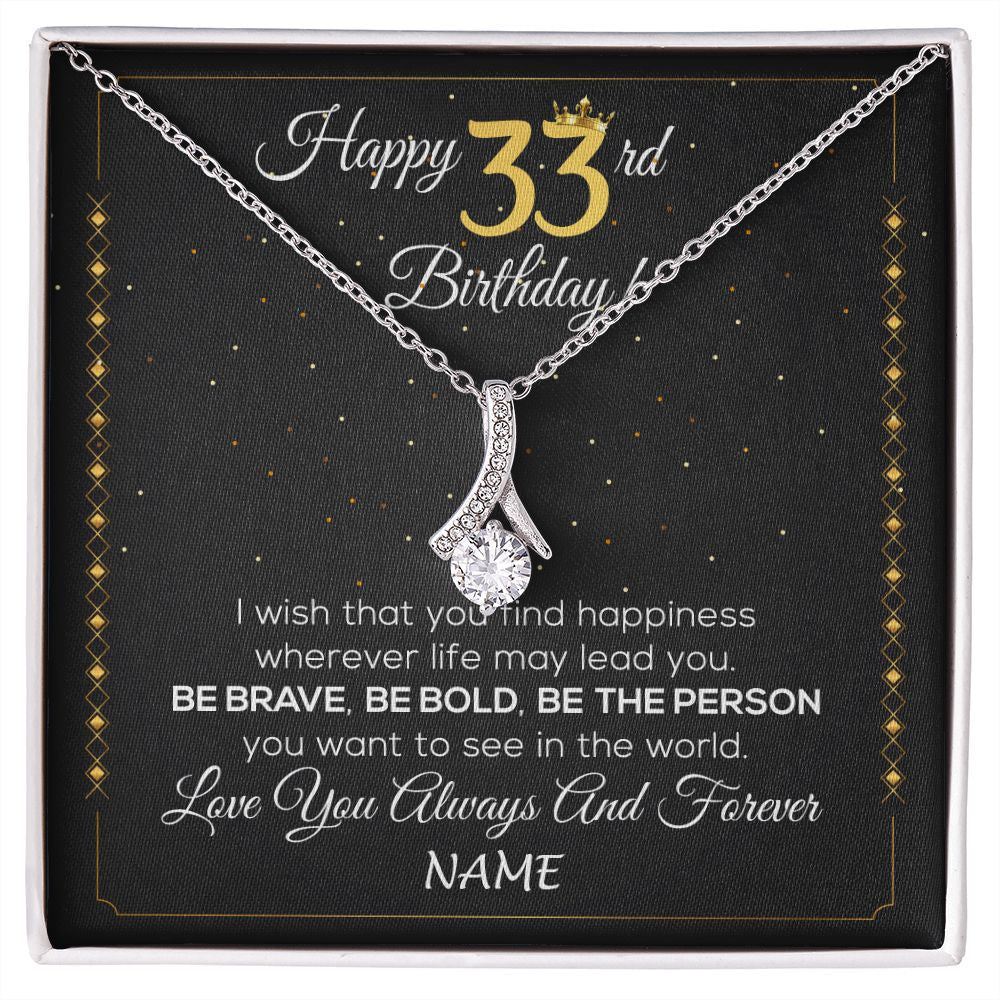 Alluring Beauty Necklace | Personalized Happy 33Th Birthday Necklace For Her Girls Daughter Niece Sister Goddaughter Granddaughter 33 Year Old Birthday Customized Gift Box Message Card | siriusteestore