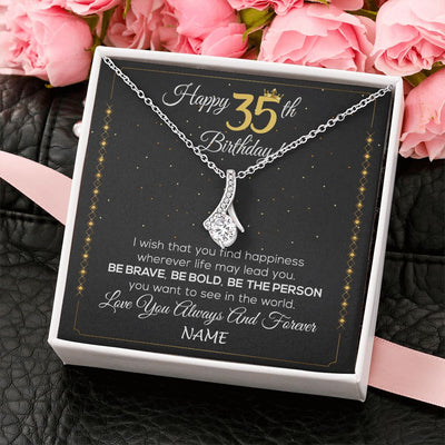 Alluring Beauty Necklace | Personalized Happy 35Th Birthday Necklace For Her Girls Daughter Niece Sister Goddaughter Granddaughter 35 Year Old Birthday Customized Gift Box Message Card | siriusteestore