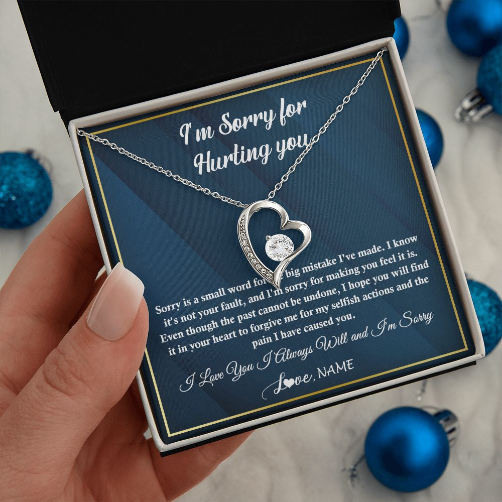 Forever Love Necklace | Personalized I'M Sorry Apology Necklace For Wife Girlfriend Forgive Me Sorry Gift Friend Partner Apology Pendant Jewelry Customized Gift Box Message Card | siriusteestore