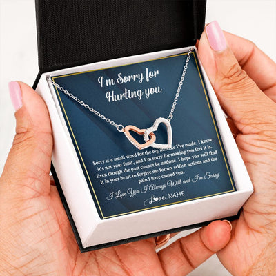 Interlocking Hearts Necklace | Personalized I'M Sorry Apology Necklace For Wife Girlfriend Forgive Me Sorry Gift Friend Partner Apology Pendant Jewelry Customized Gift Box Message Card | siriusteestore