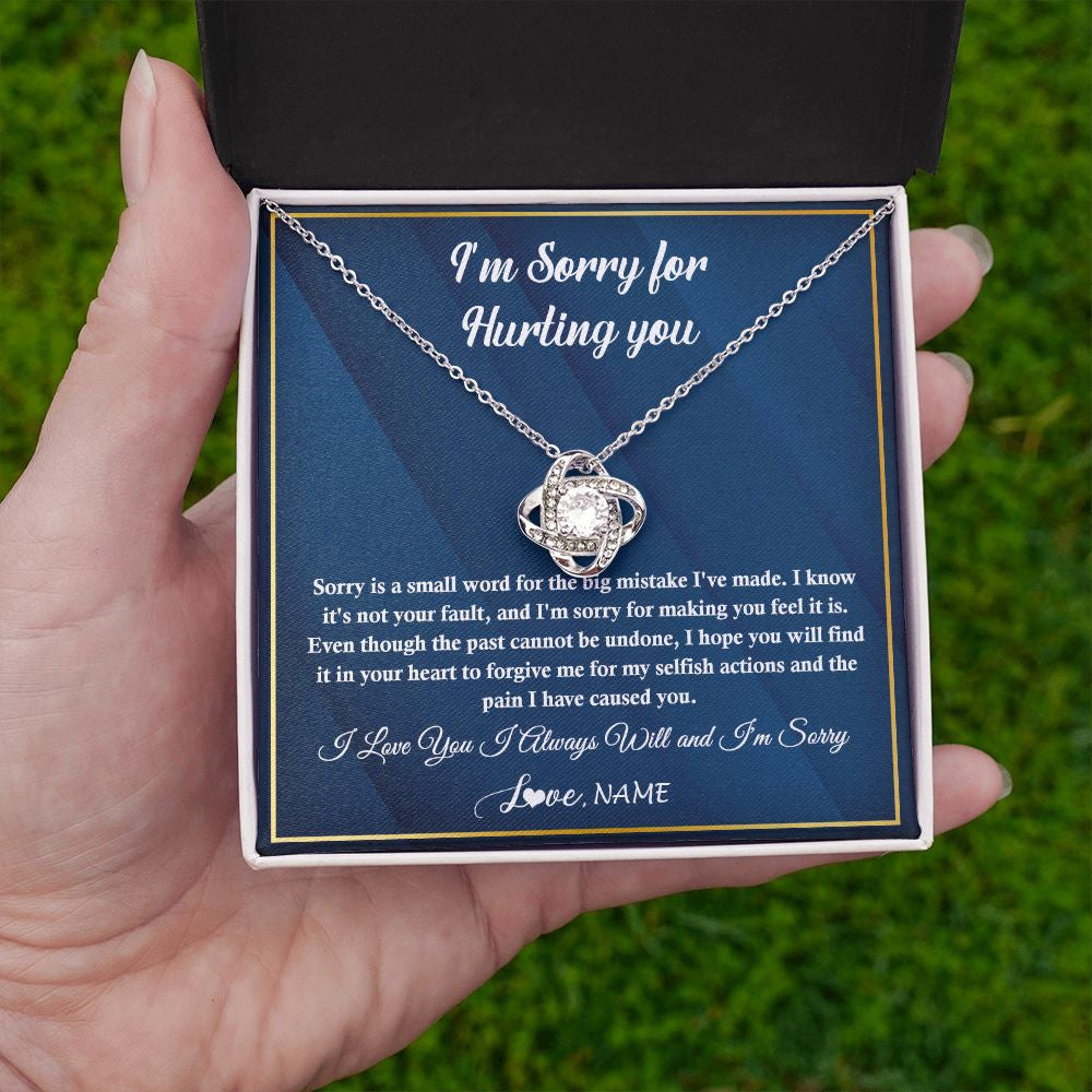 Love Knot Necklace | Personalized I'M Sorry Apology Necklace For Wife Girlfriend Forgive Me Sorry Gift Friend Partner Apology Pendant Jewelry Customized Gift Box Message Card | siriusteestore
