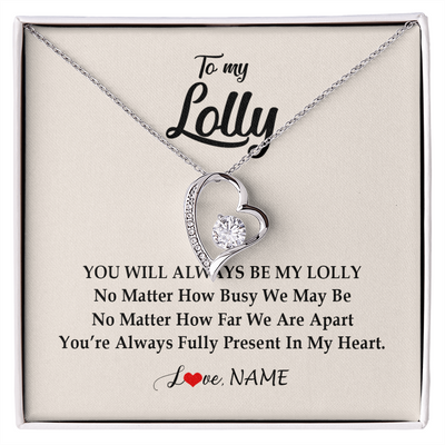 Forever Love Necklace | Personalized Lolly Necklace From Grandkids Granddaughter Grandson You're Always In My Heart Lolly Birthday Mothers Day Jewelry Customized Gift Box Message Card | siriusteestore