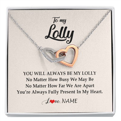 Interlocking Hearts Necklace | Personalized Lolly Necklace From Grandkids Granddaughter Grandson You're Always In My Heart Lolly Birthday Mothers Day Jewelry Customized Gift Box Message Card | siriusteestore