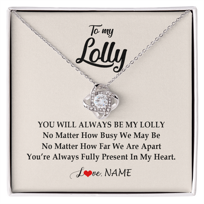 Love Knot Necklace | Personalized Lolly Necklace From Grandkids Granddaughter Grandson You're Always In My Heart Lolly Birthday Mothers Day Jewelry Customized Gift Box Message Card | siriusteestore