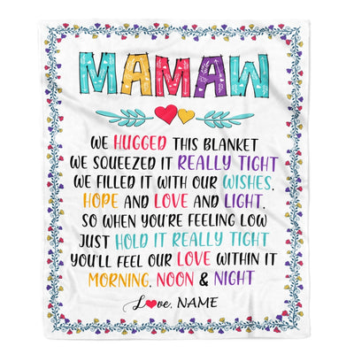 Personalized Mamaw Blanket From Grandkids We Hugged This Blanket Mamaw Birthday Mothers Day Christmas Customized Fleece Blanket | siriusteestore