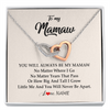 Interlocking Hearts Necklace | Personalized Mamaw Necklace From Grandkids Granddaughter Grandson You Will Always Be My Mamaw Birthday Mothers Day Christmas Customized Gift Box Message Card | siriusteestore