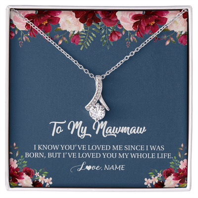Alluring Beauty Necklace | Personalized Mawmaw Necklace From Grandkids Granddaughter Grandson I've Loved You My Whole Life Floral Mawmaw Birthday Mothers Day Christmas Customized Message Card | siriusteestore