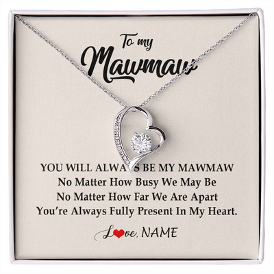 Forever Love Necklace | Personalized Mawmaw Necklace From Grandkids Granddaughter Grandson You're Always In My Heart Mawmaw Birthday Mothers Day Customized Gift Box Message Card | siriusteestore