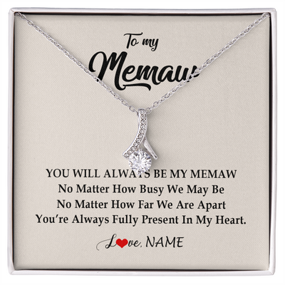 Alluring Beauty Necklace | Personalized Memaw Necklace From Grandkids Granddaughter Grandson You're Always In My Heart Memaw Birthday Mothers Day Jewelry Customized Gift Box Message Card | siriusteestore