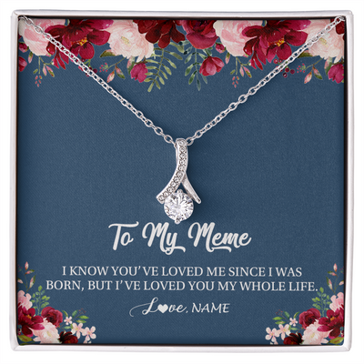 Alluring Beauty Necklace | Personalized Meme Necklace From Grandkids Granddaughter Grandson I've Loved You My Whole Life Floral Meme Birthday Mothers Day Christmas Customized Message Card | siriusteestore