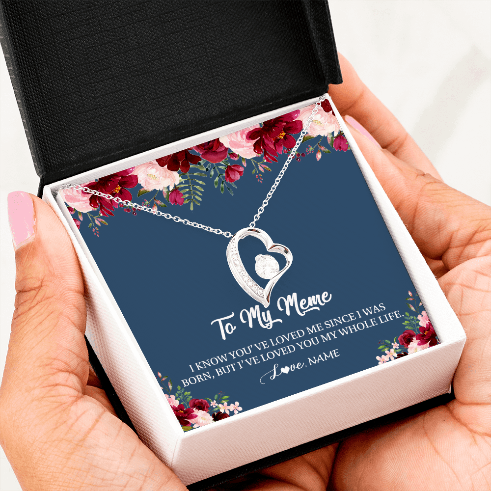 Forever Love Necklace | Personalized Meme Necklace From Grandkids Granddaughter Grandson I've Loved You My Whole Life Floral Meme Birthday Mothers Day Christmas Customized Message Card | siriusteestore