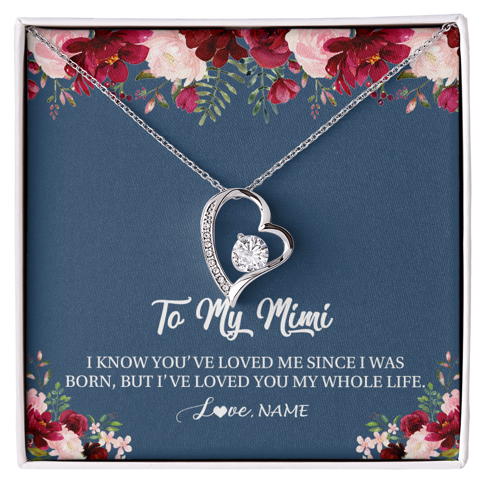 Forever Love Necklace | Personalized Mimi Necklace From Grandkids Granddaughter Grandson I've Loved You My Whole Life Floral Mimi Birthday Mothers Day Christmas Customized Message Card | siriusteestore