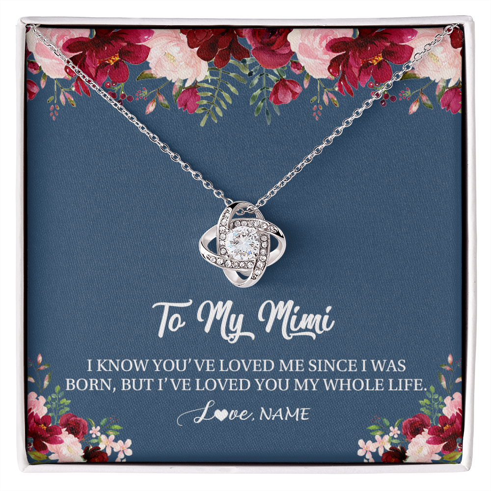 Love Knot Necklace | Personalized Mimi Necklace From Grandkids Granddaughter Grandson I've Loved You My Whole Life Floral Mimi Birthday Mothers Day Christmas Customized Message Card | siriusteestore