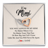 Interlocking Hearts Necklace | Personalized Mimi Necklace From Grandkids Granddaughter Grandson You Will Always Be My Mimi Birthday Mothers Day Christmas Customized Gift Box Message Card | siriusteestore