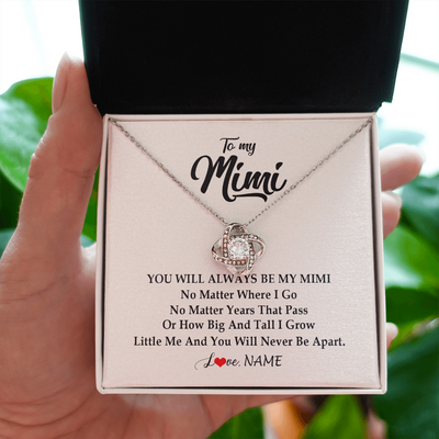 Love Knot Necklace | Personalized Mimi Necklace From Grandkids Granddaughter Grandson You Will Always Be My Mimi Birthday Mothers Day Christmas Customized Gift Box Message Card | siriusteestore
