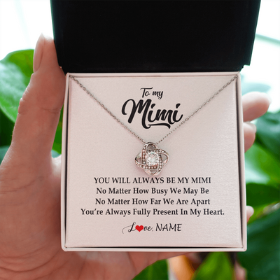 Love Knot Necklace | Personalized Mimi Necklace From Grandkids Granddaughter Grandson You're Always In My Heart Mimi Birthday Mothers Day Christmas Customized Gift Box Message Card | siriusteestore
