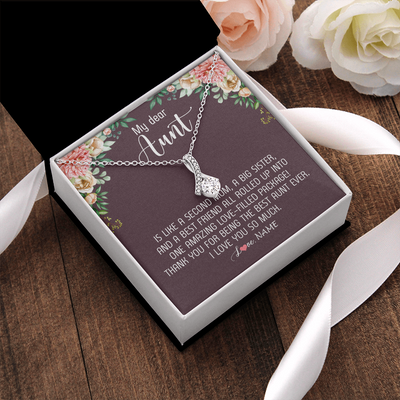 Alluring Beauty Necklace | Personalized My Dear Aunt Necklace From Niece Nephew Like A Second Mom Big Sister Aunt Jewelry Birthday Monthers Day Christmas Customized Gift Box Message Card | siriusteestore