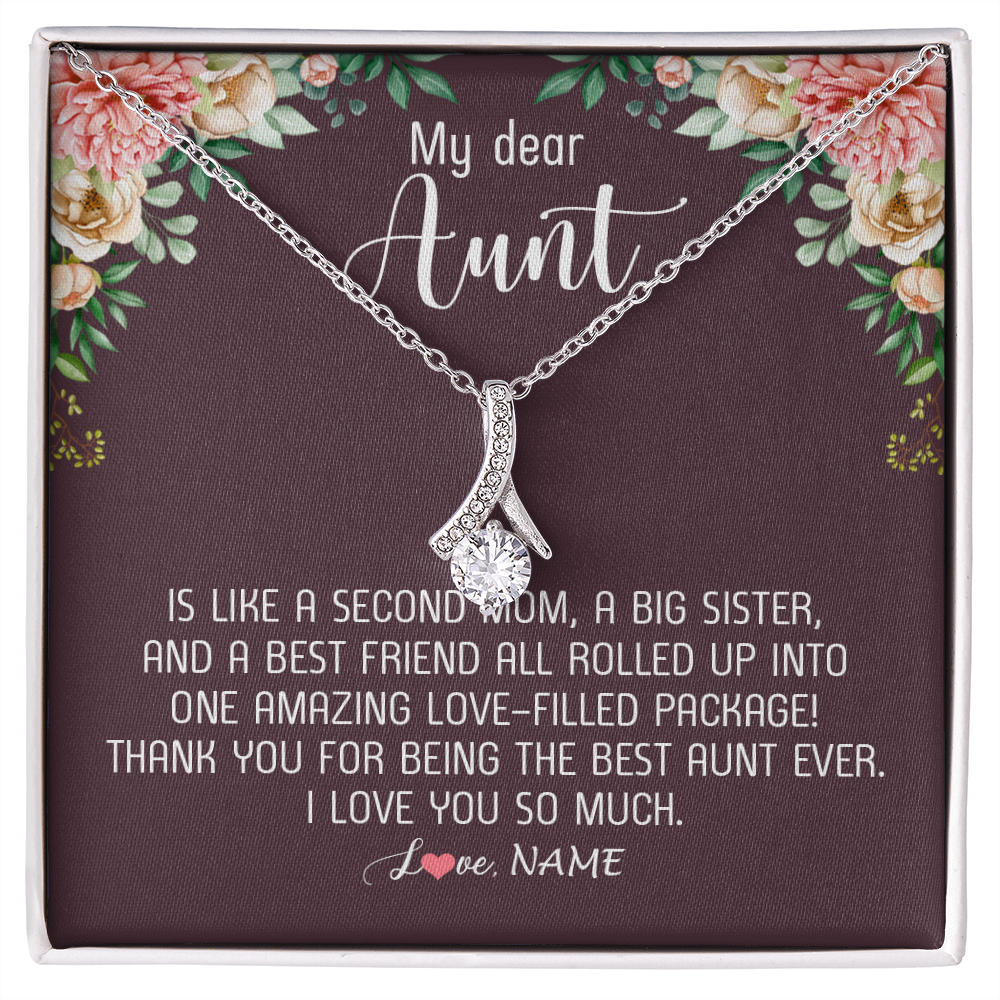 Alluring Beauty Necklace | Personalized My Dear Aunt Necklace From Niece Nephew Like A Second Mom Big Sister Aunt Jewelry Birthday Monthers Day Christmas Customized Gift Box Message Card | siriusteestore