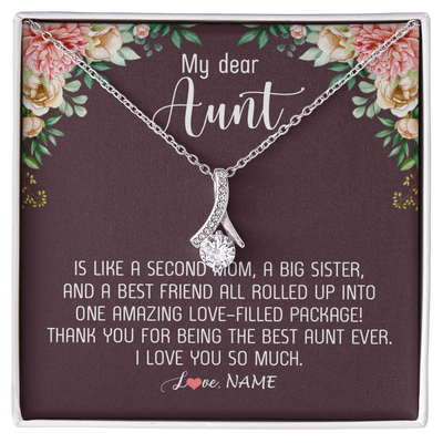 Alluring Beauty Necklace | Personalized My Dear Aunt Necklace From Niece Nephew Like A Second Mom Big Sister Aunt Jewelry Birthday Monthers Day Christmas Customized Gift Box Message Card | siriusteestore