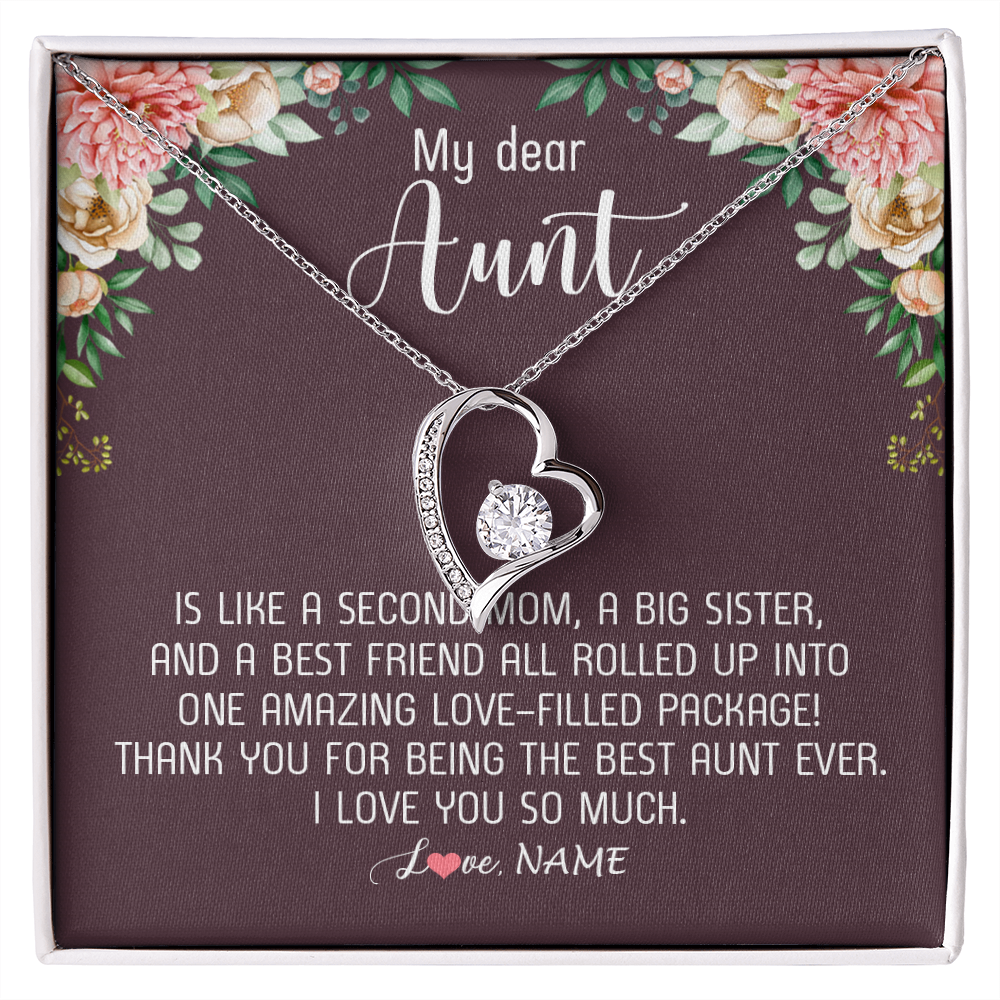 Forever Love Necklace | Personalized My Dear Aunt Necklace From Niece Nephew Like A Second Mom Big Sister Aunt Jewelry Birthday Monthers Day Christmas Customized Gift Box Message Card | siriusteestore