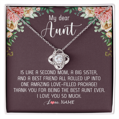 Love Knot Necklace | Personalized My Dear Aunt Necklace From Niece Nephew Like A Second Mom Big Sister Aunt Jewelry Birthday Monthers Day Christmas Customized Gift Box Message Card | siriusteestore