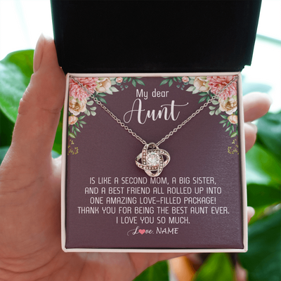 Love Knot Necklace | Personalized My Dear Aunt Necklace From Niece Nephew Like A Second Mom Big Sister Aunt Jewelry Birthday Monthers Day Christmas Customized Gift Box Message Card | siriusteestore