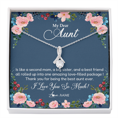 Alluring Beauty Necklace | Personalized My Dear Aunt Necklace From Niece Thank You For Being The Best Aunt Ever Pendant Jewelry Birthday Mothers Day Christmas Customized Message Card | siriusteestore