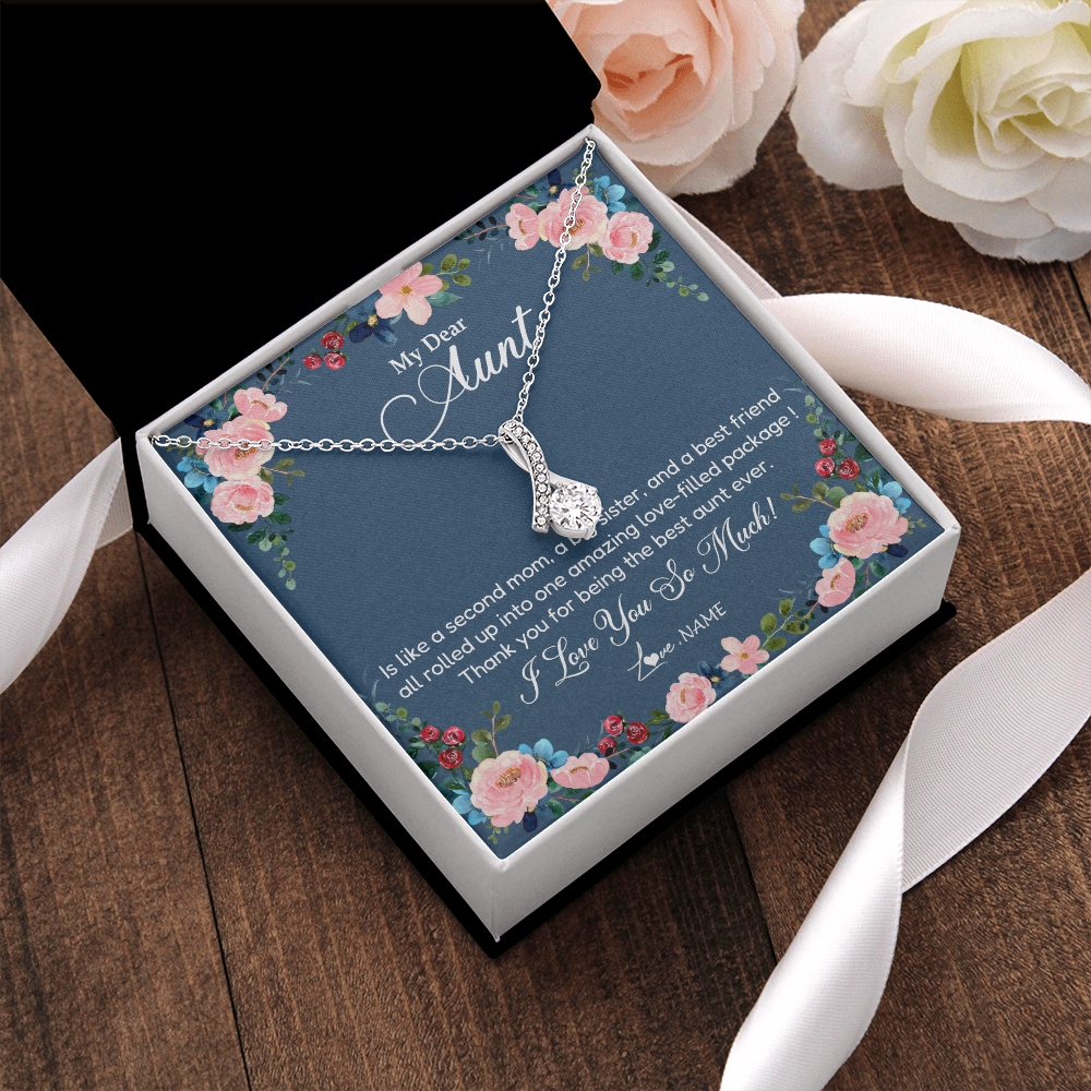 Alluring Beauty Necklace | Personalized My Dear Aunt Necklace From Niece Thank You For Being The Best Aunt Ever Pendant Jewelry Birthday Mothers Day Christmas Customized Message Card | siriusteestore