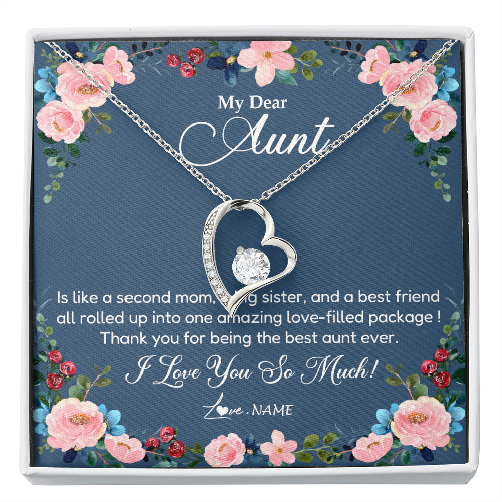 Forever Love Necklace | Personalized My Dear Aunt Necklace From Niece Thank You For Being The Best Aunt Ever Pendant Jewelry Birthday Mothers Day Christmas Customized Message Card | siriusteestore