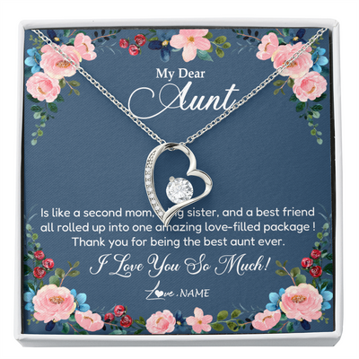 Forever Love Necklace | Personalized My Dear Aunt Necklace From Niece Thank You For Being The Best Aunt Ever Pendant Jewelry Birthday Mothers Day Christmas Customized Message Card | siriusteestore